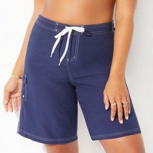 ONE DAY ONLY NWT Board Long Shorts Swimsuits For All Navy Coverup Plus Size